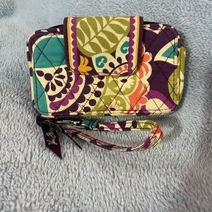 Vera Bradley Smartphone Wristlet in Retired Cotton Quilted Plum Crazy Paisley